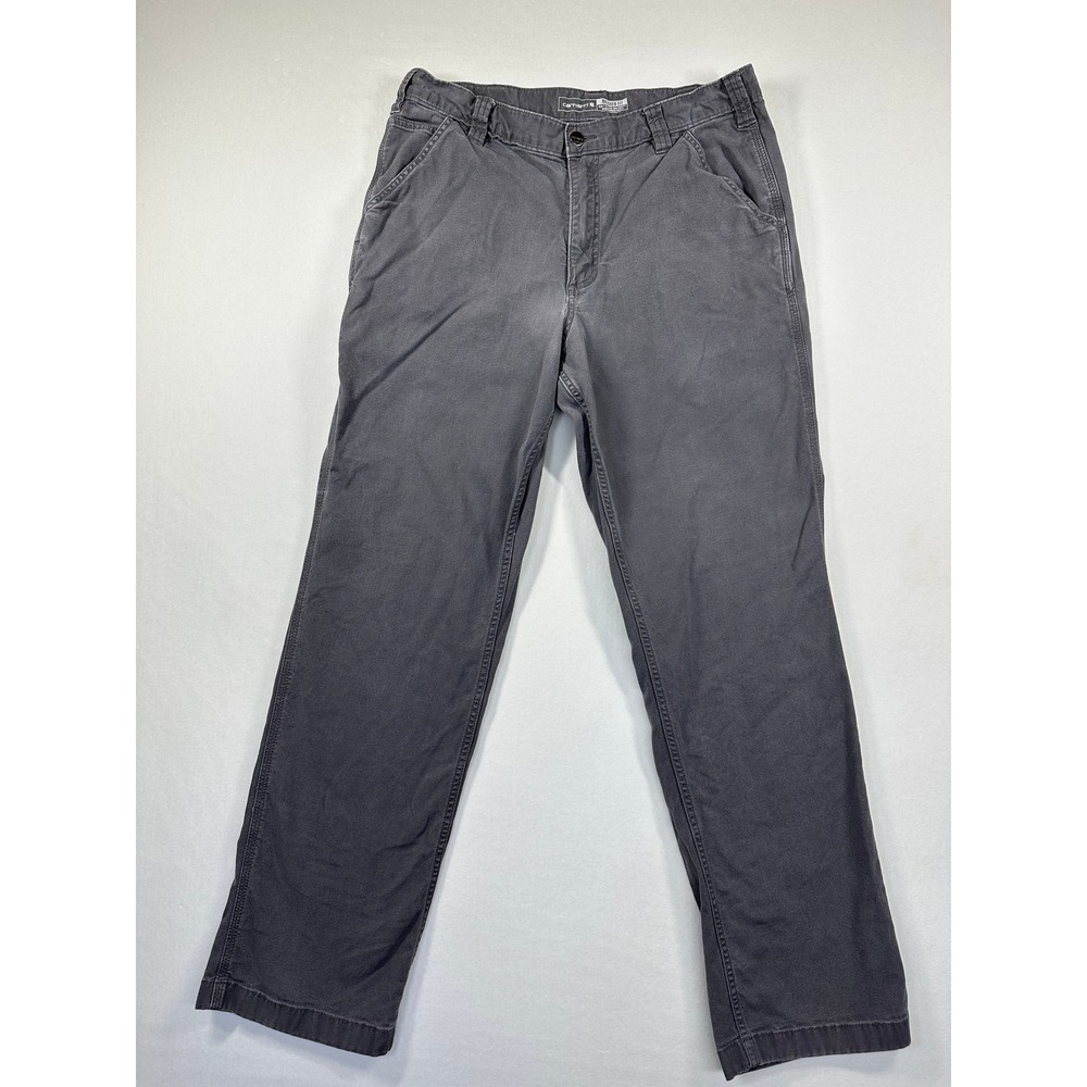 Carhartt Rugged Flex Relaxed Fit Canvas Work Pant Sz 36x34 Grey Distress BN2291M - Picture 1 of 11